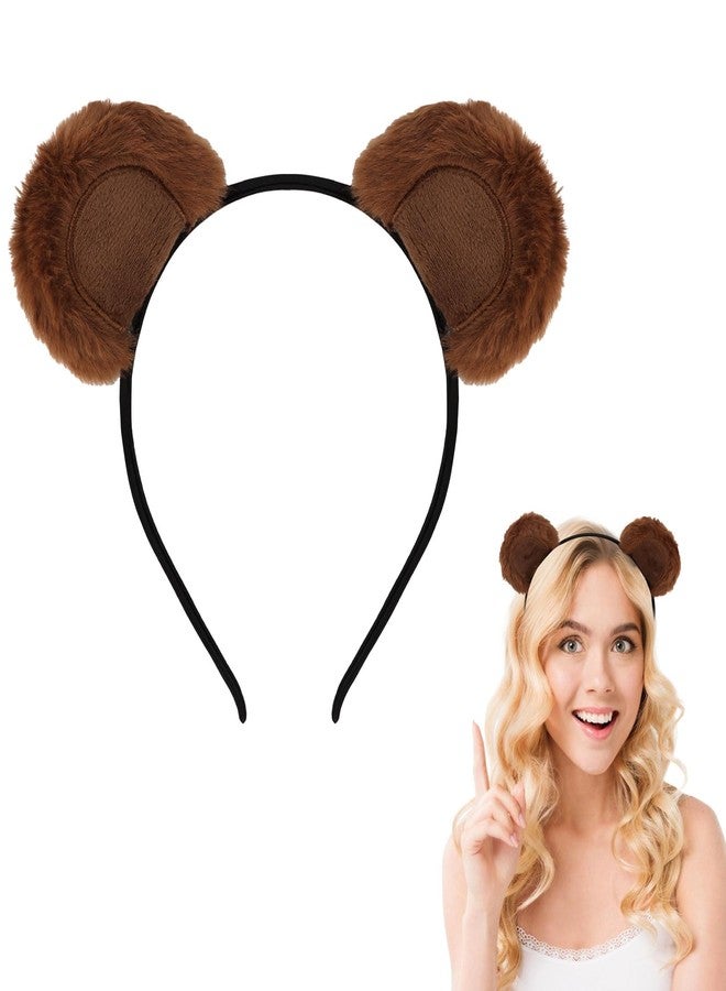Amariver Brown Bear Ears Headband for Women Cute Bear Hairband Ear Bear Animal Cosplay Plush Bear Headband Halloween Costume Headwear - Image 1